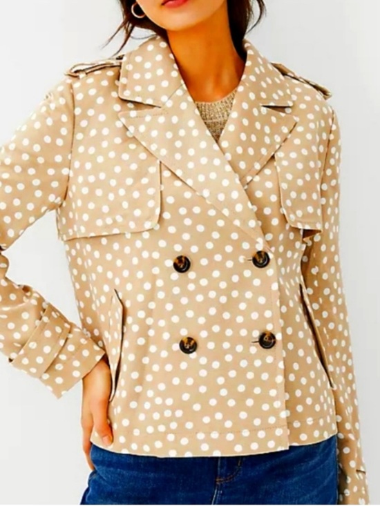 Ann Taylor Jackets & Blazers - Ann Taylor Dotted Swing Trench Coat Tan Large